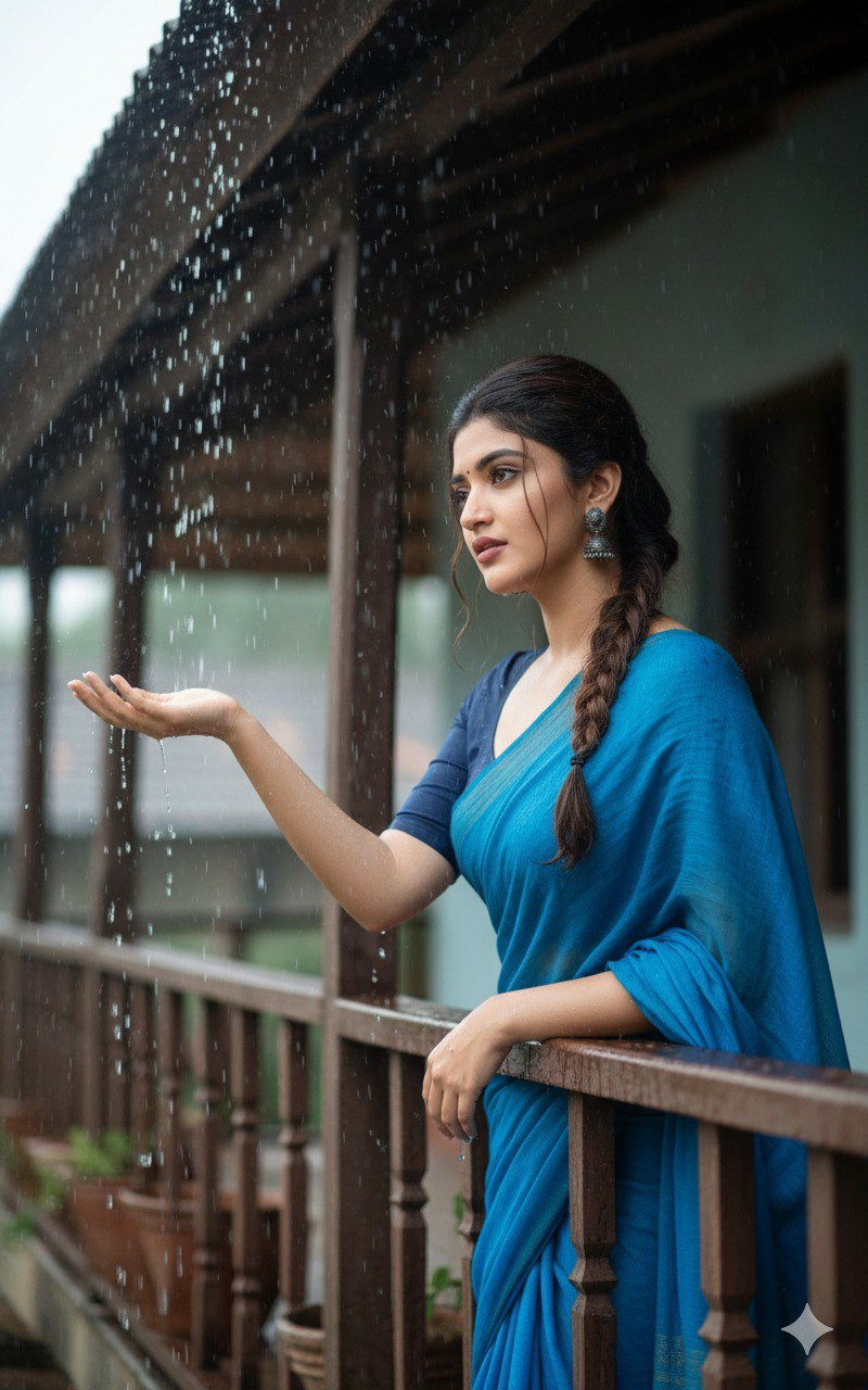 Balcony Rain Catching Portrait