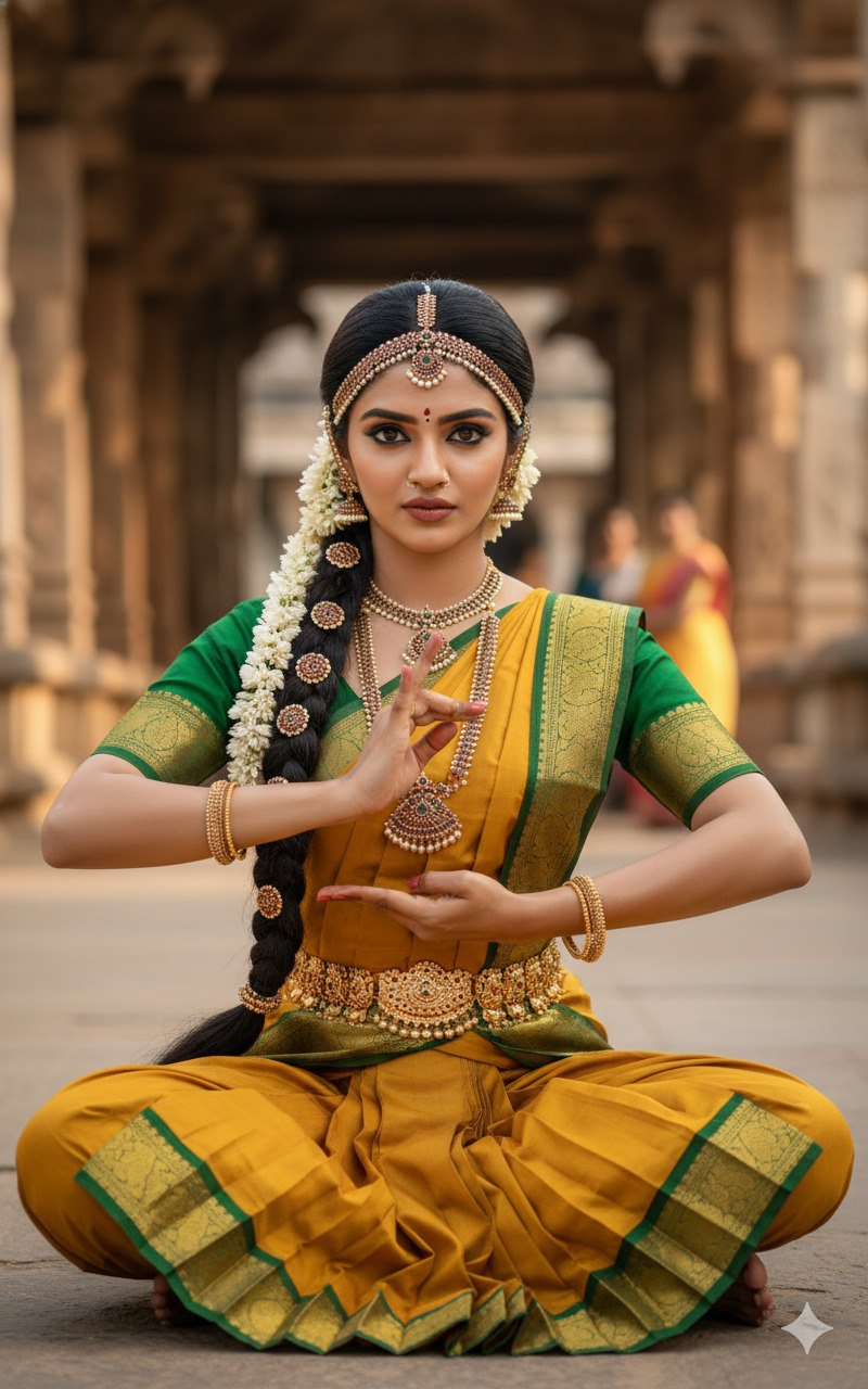 Bharatanatyam Yellow Saree Portrait