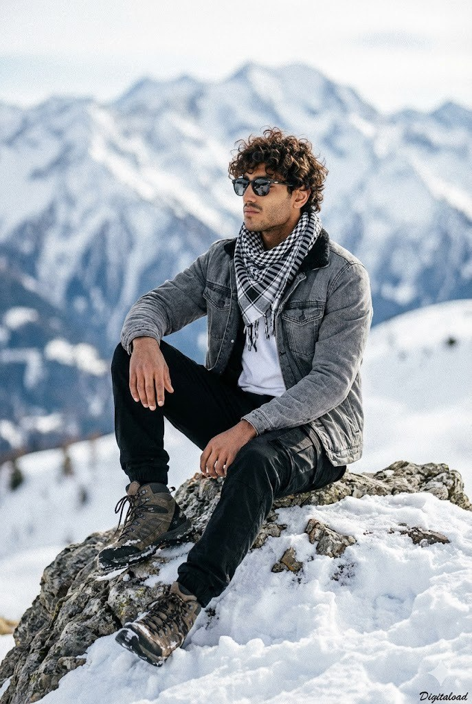 Cinematic Winter Mountain Explorer AI Prompt – Rugged Outdoor Portrait