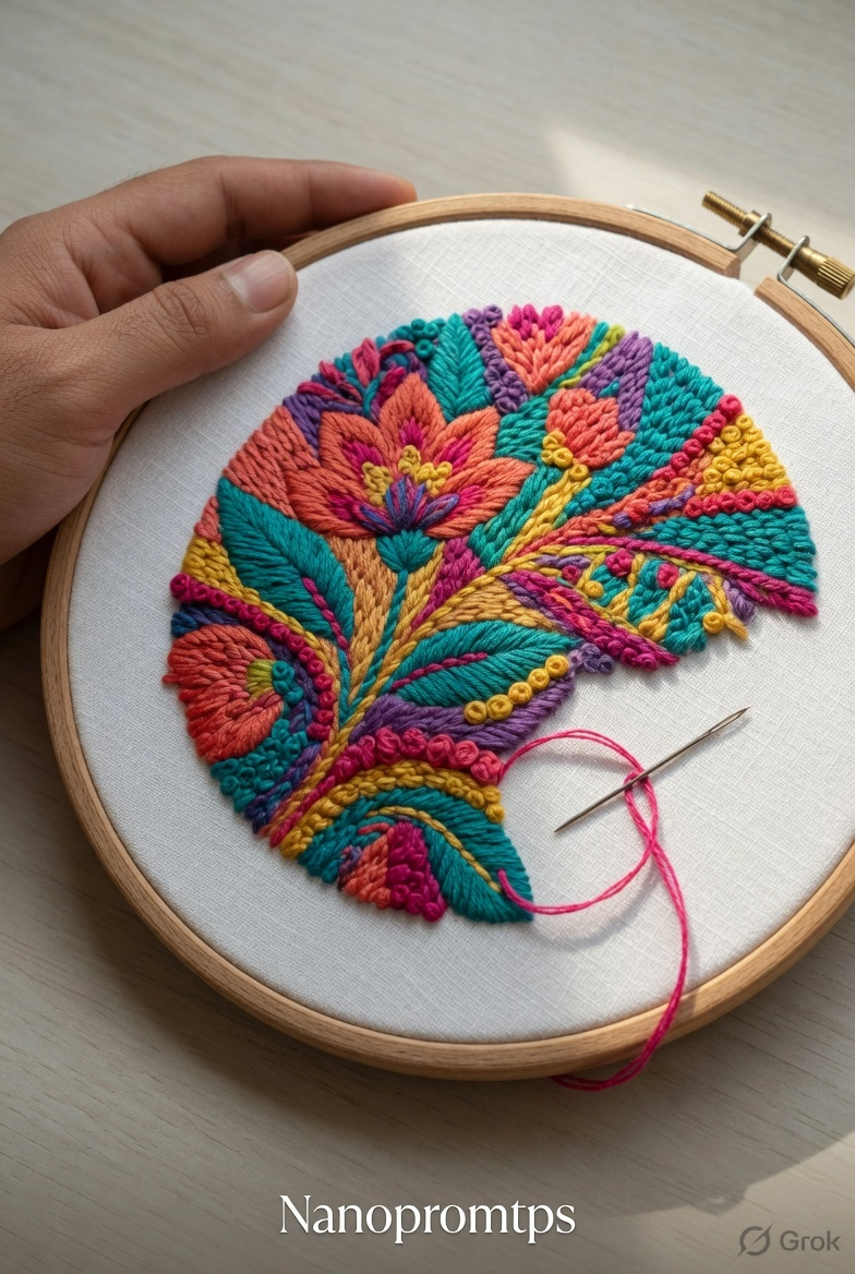 Photorealistic Artisan Embroidery Hoop