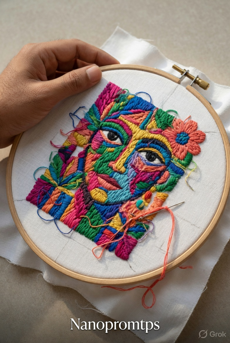 Photorealistic Embroidery Hoop Scene