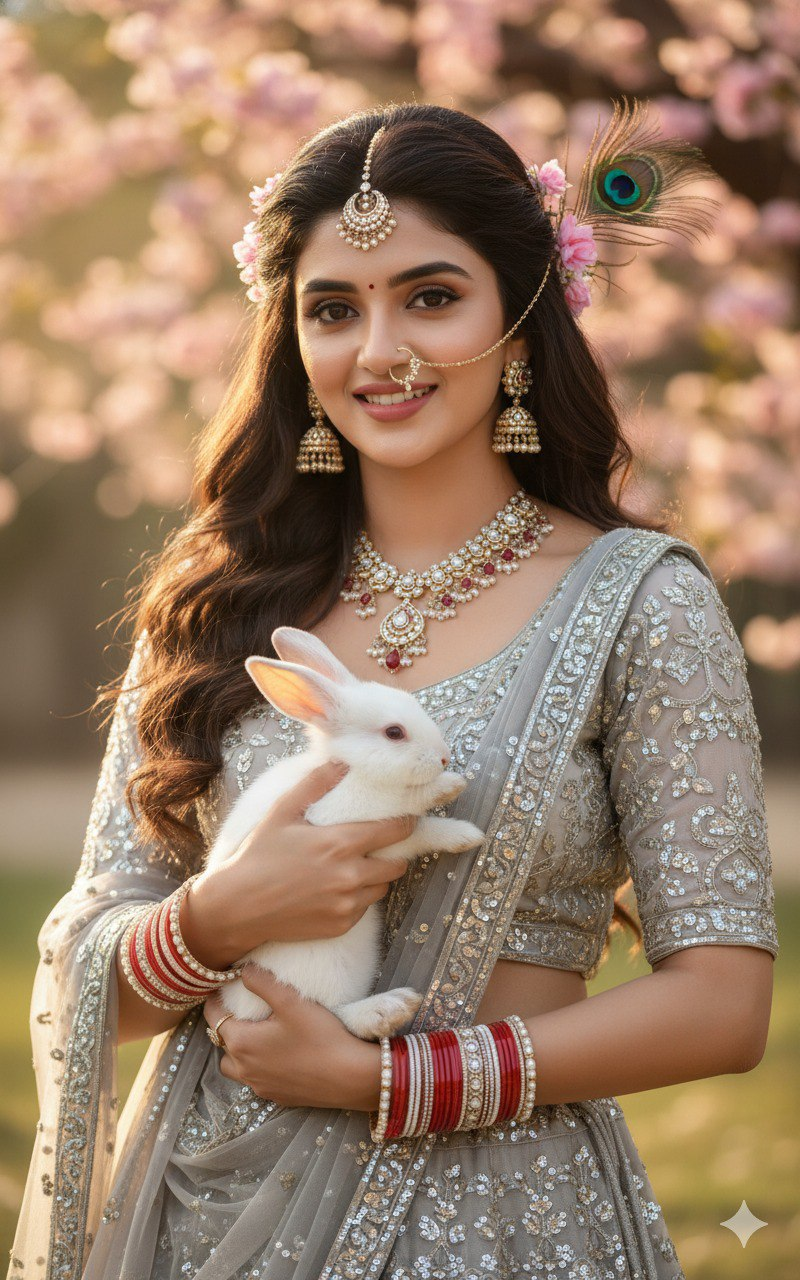Rabbit Companion Portrait lehenga